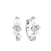 Freshwater Pearl and Cubic Zirconia Scattered Huggie Earrings in Sterling Silver Rhodium Plate