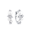 Freshwater Pearl and Cubic Zirconia Scattered Huggie Earrings in Sterling Silver