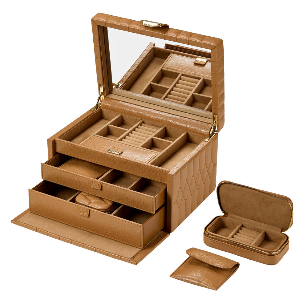 WOLF Lauren Medium Jewellery Box Caramel 349707