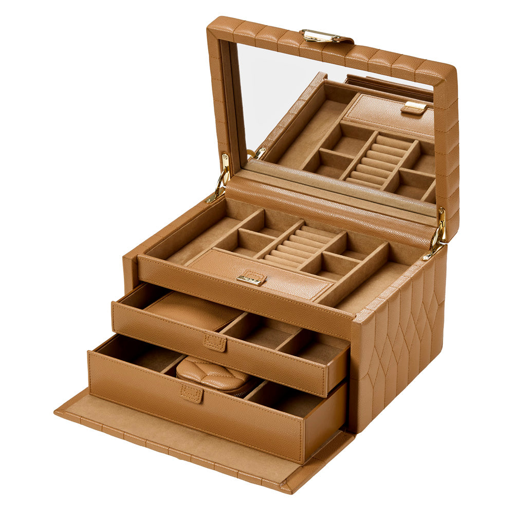 WOLF Lauren Medium Jewellery Box Caramel 349707