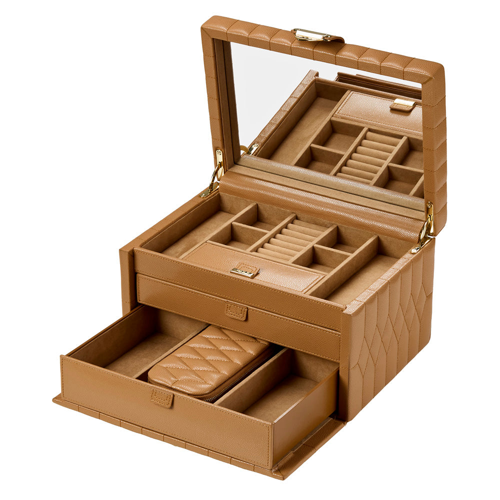 WOLF Lauren Medium Jewellery Box Caramel 349707