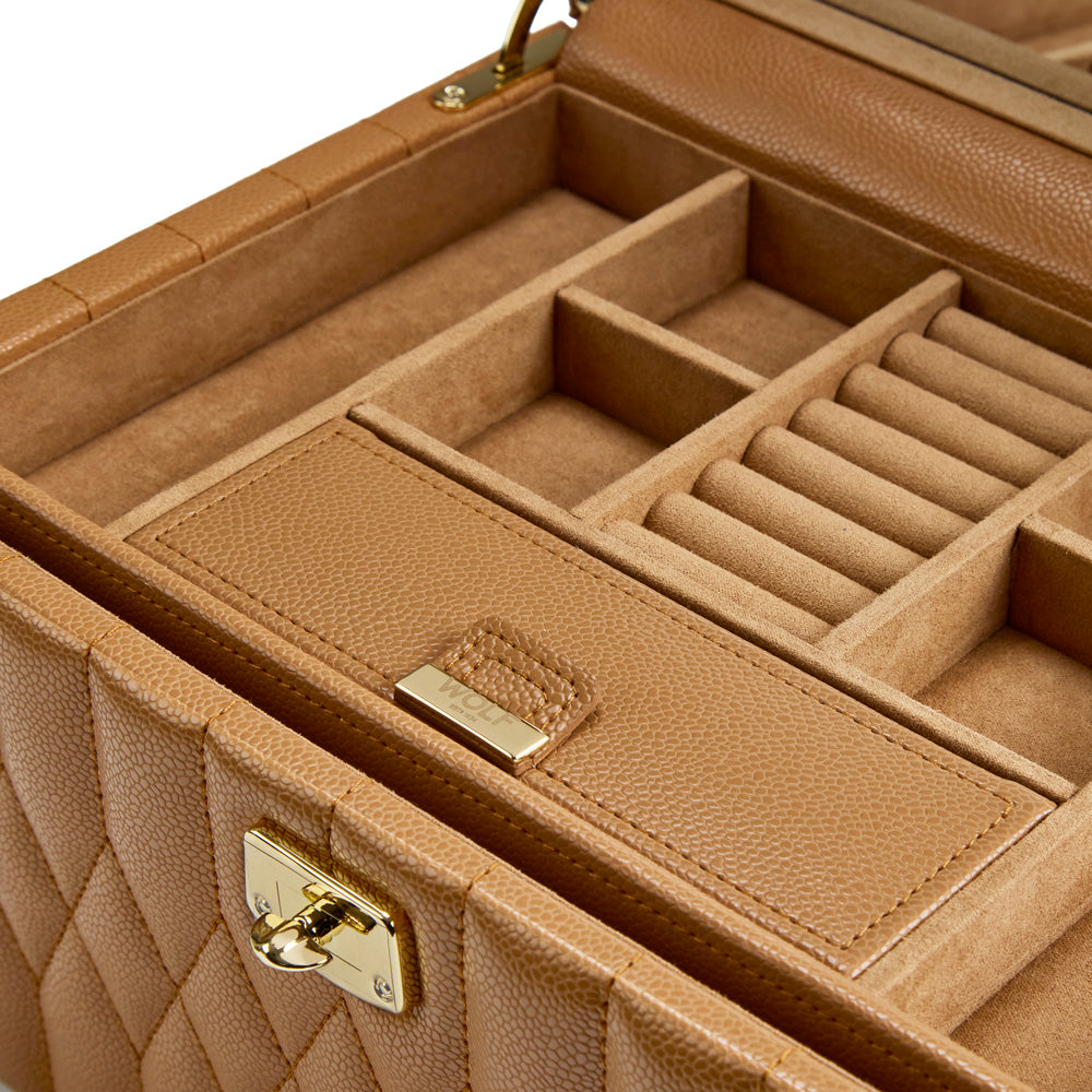 WOLF Lauren Medium Jewellery Box Caramel 349707