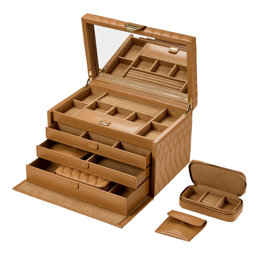WOLF Lauren Large Jewellery Box Caramel 349807