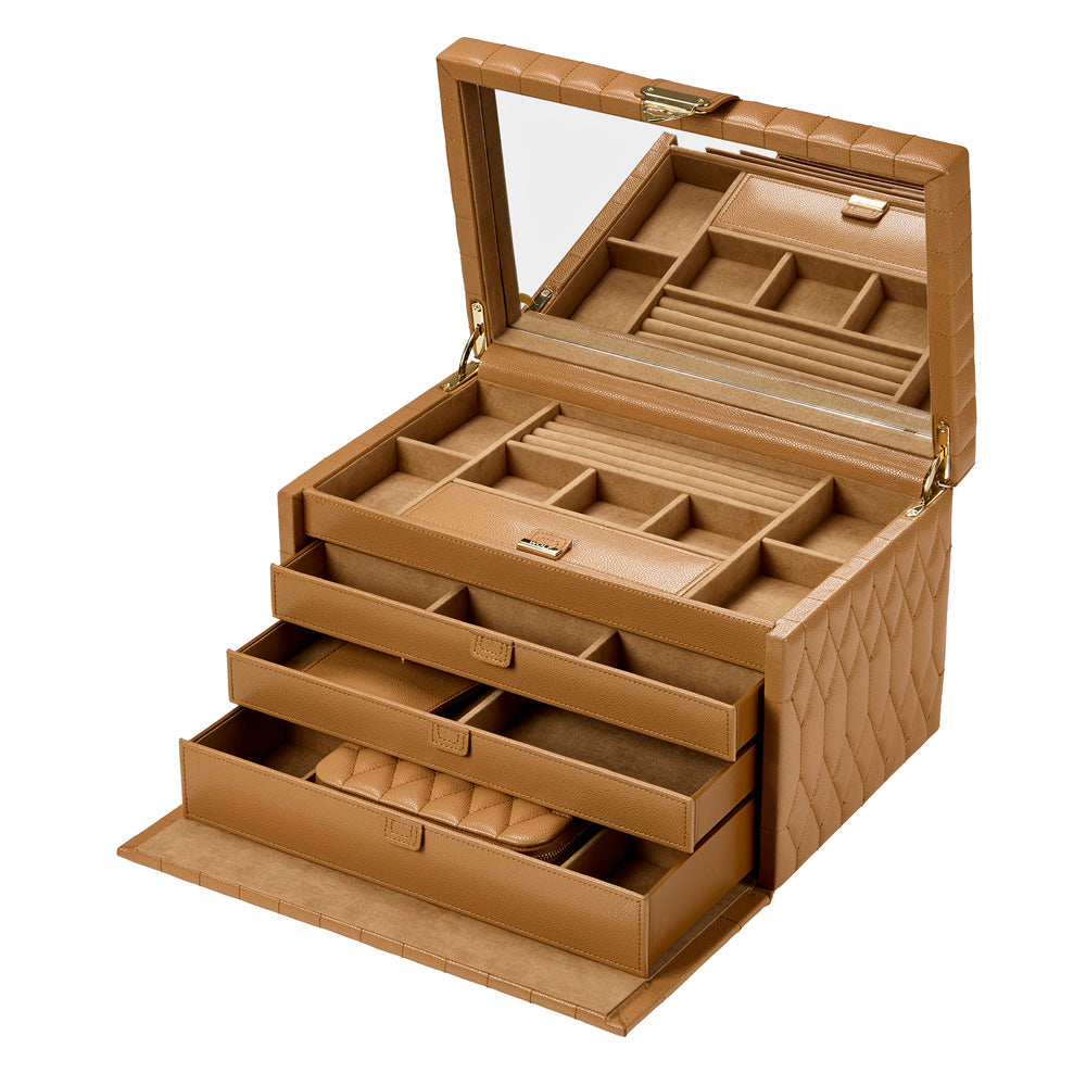 WOLF Lauren Large Jewellery Box Caramel 349807