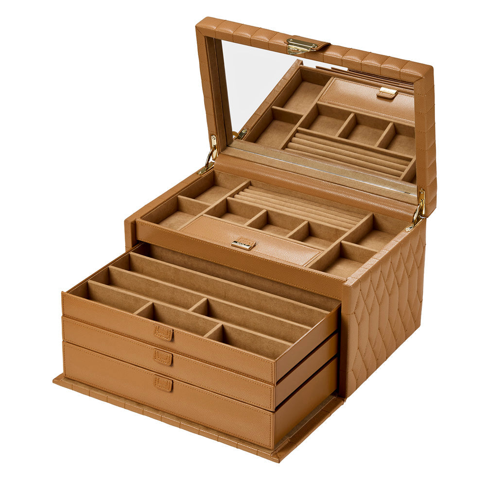 WOLF Lauren Large Jewellery Box Caramel 349807