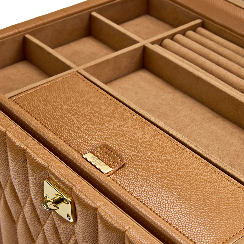 WOLF Lauren Large Jewellery Box Caramel 349807