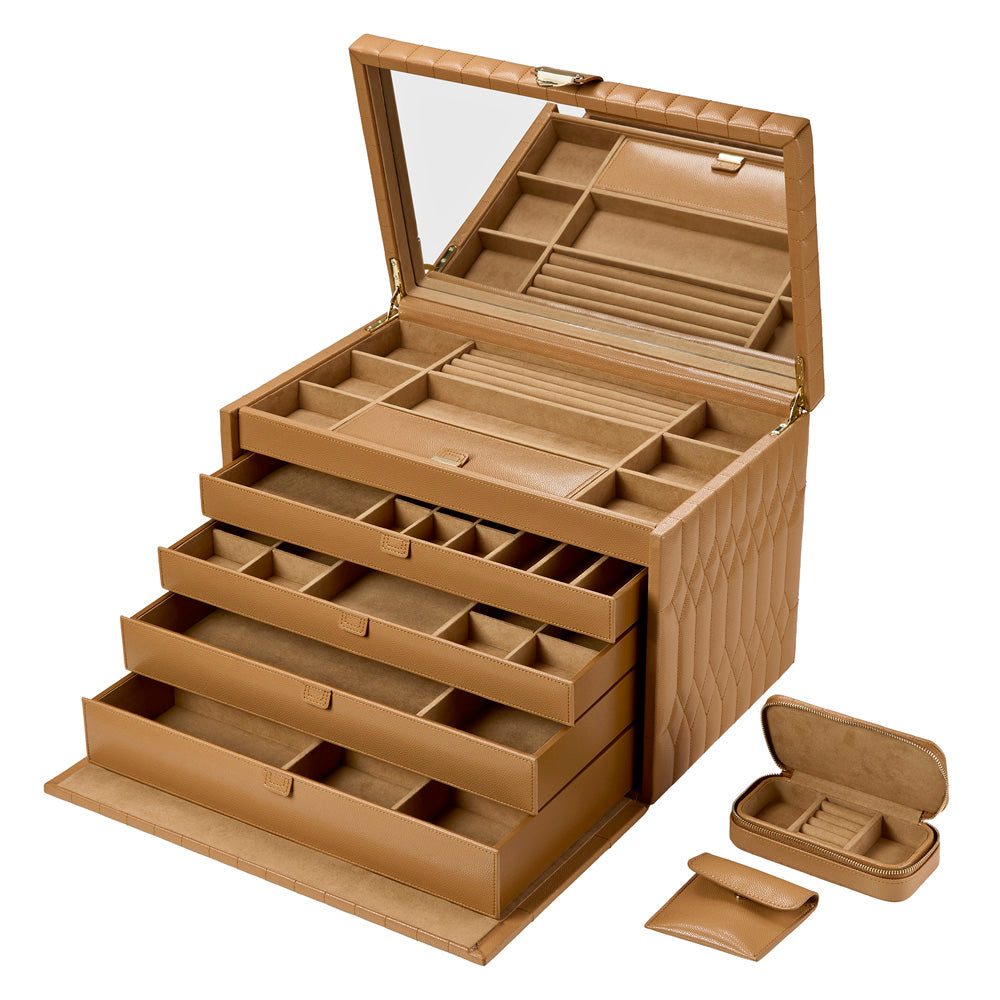 WOLF Lauren Extra Large Jewellery Box Caramel 349907
