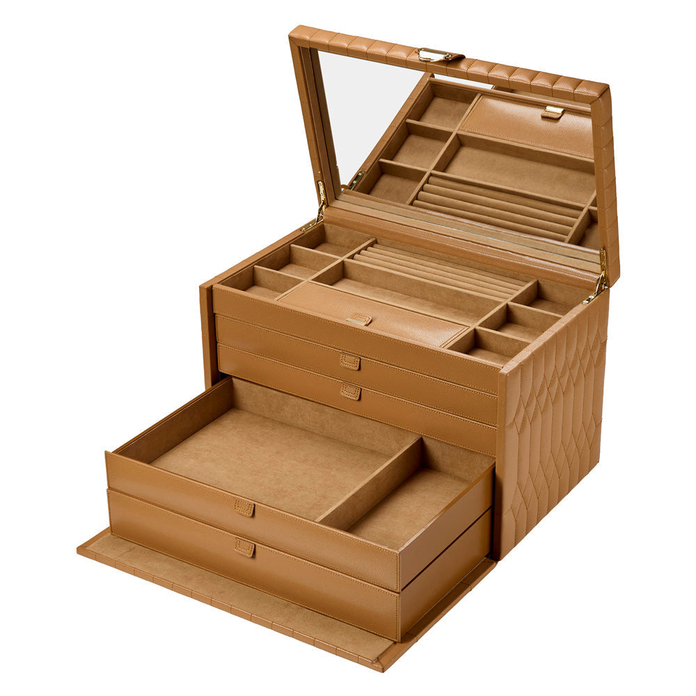 WOLF Lauren Extra Large Jewellery Box Caramel 349907