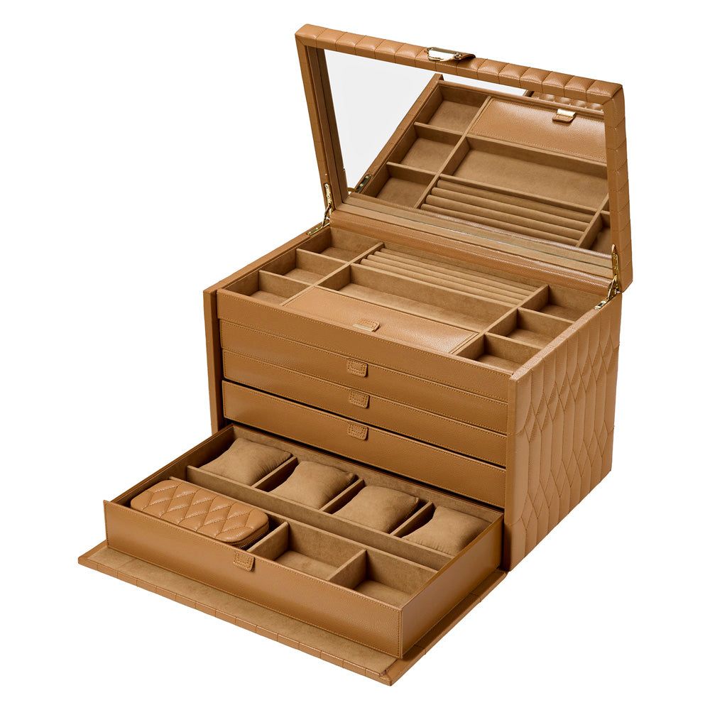 WOLF Lauren Extra Large Jewellery Box Caramel 349907