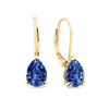 2.90ct TW Created Sapphire Pear Drop Earrings in 9ct Yellow Gold
