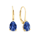 2.90ct TW Created Sapphire Pear Drop Earrings in 9ct Yellow Gold