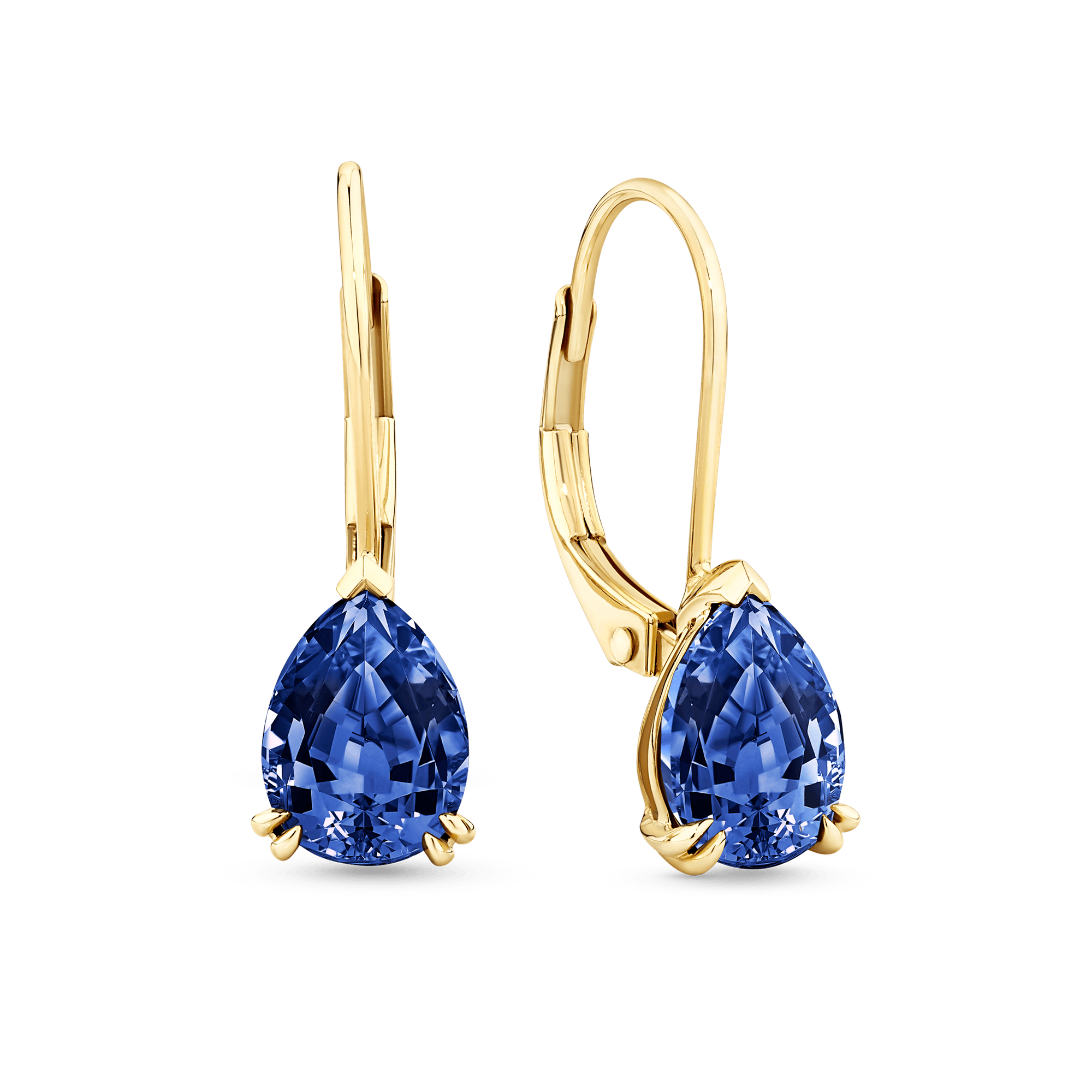 2.90ct TW Created Sapphire Pear Drop Earrings in 9ct Yellow Gold