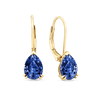 2.90ct TW Created Sapphire Pear Drop Earrings in 9ct Yellow Gold