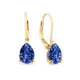 2.90ct TW Created Sapphire Pear Drop Earrings in 9ct Yellow Gold