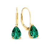 2.10ct TW Created Emerald Pear Earrings in 9ct Yellow Gold
