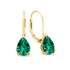 2.10ct TW Created Emerald Pear Earrings in 9ct Yellow Gold