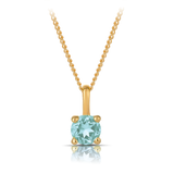 Aquamarine Solitaire Pendant in 9ct Yellow Gold