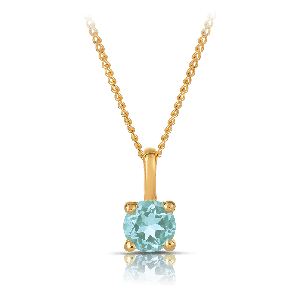 Aquamarine Solitaire Pendant in 9ct Yellow Gold