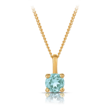 Aquamarine Solitaire Pendant in 9ct Yellow Gold