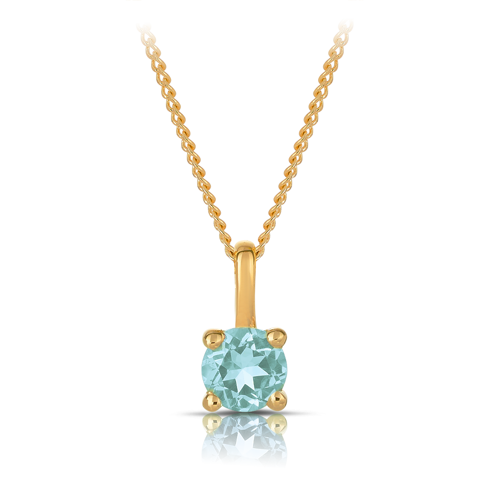 Aquamarine Solitaire Pendant in 9ct Yellow Gold