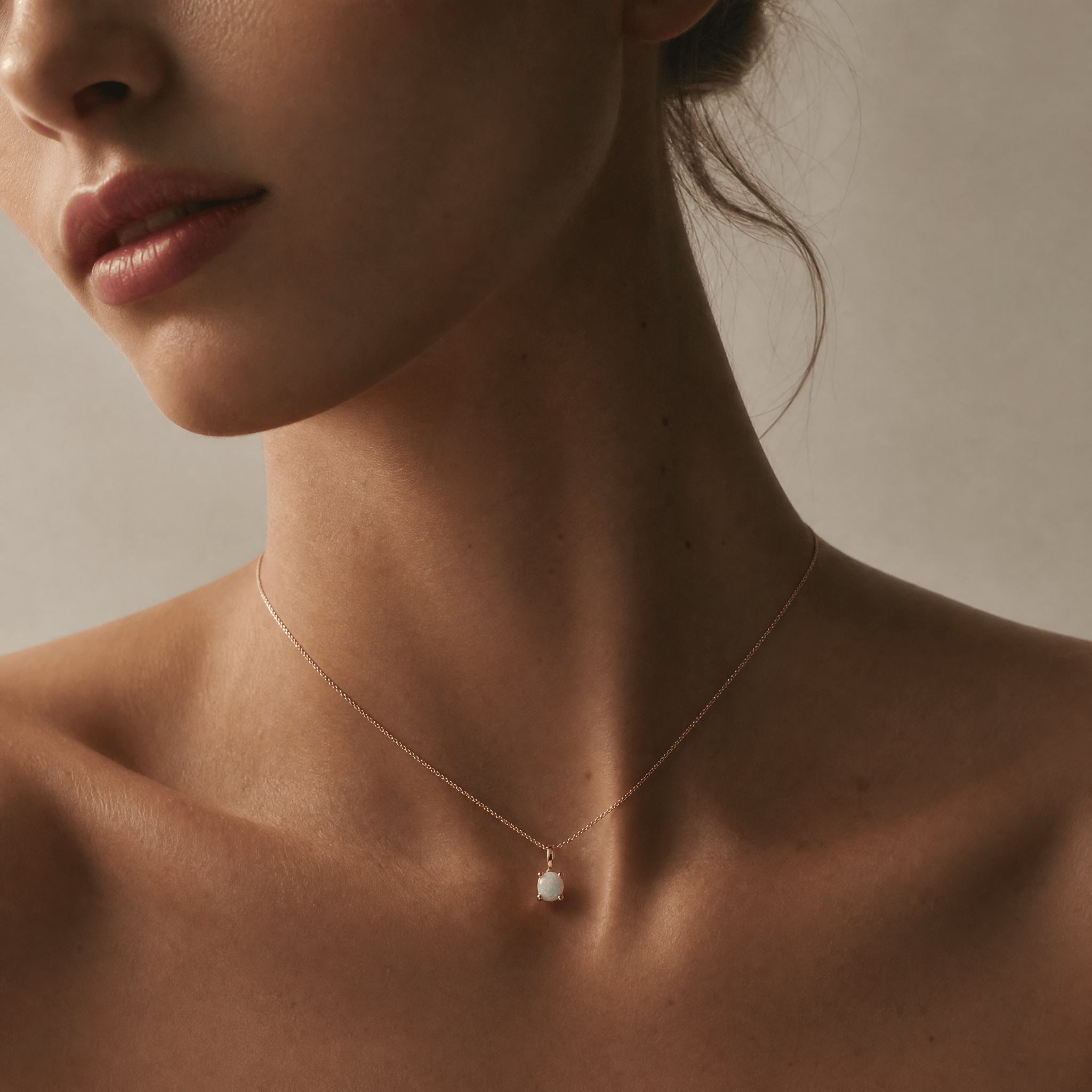 Opal Round Pendant in 9ct Yellow Gold