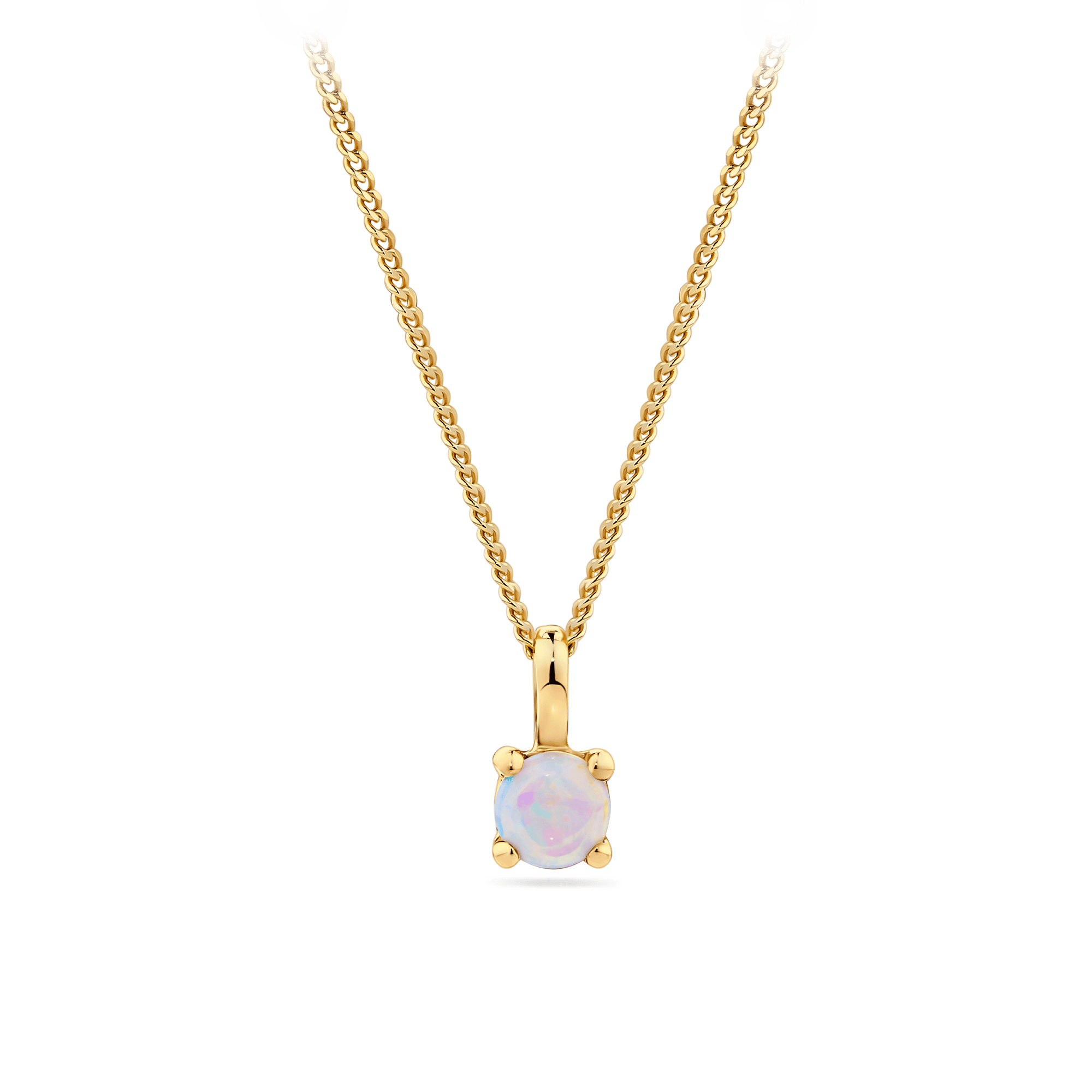 Opal Round Pendant in 9ct Yellow Gold