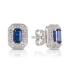 Created Sapphire & Diamond Halo Stud Earrings in 9ct White Gold