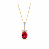 Created Ruby & Diamond Pendant in 9ct Yellow Gold
