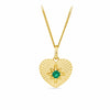 Created Emerald Heart Starburst Pendant in 9ct Yellow Gold
