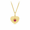 Created Ruby Heart Starburst Pendant in 9ct Yellow Gold