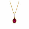 Pear Created Ruby & Diamond Bezel Set Pendant in 9ct Yellow Gold