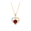 Ruby and Diamond Pendant Necklace in 9ct Yellow Gold
