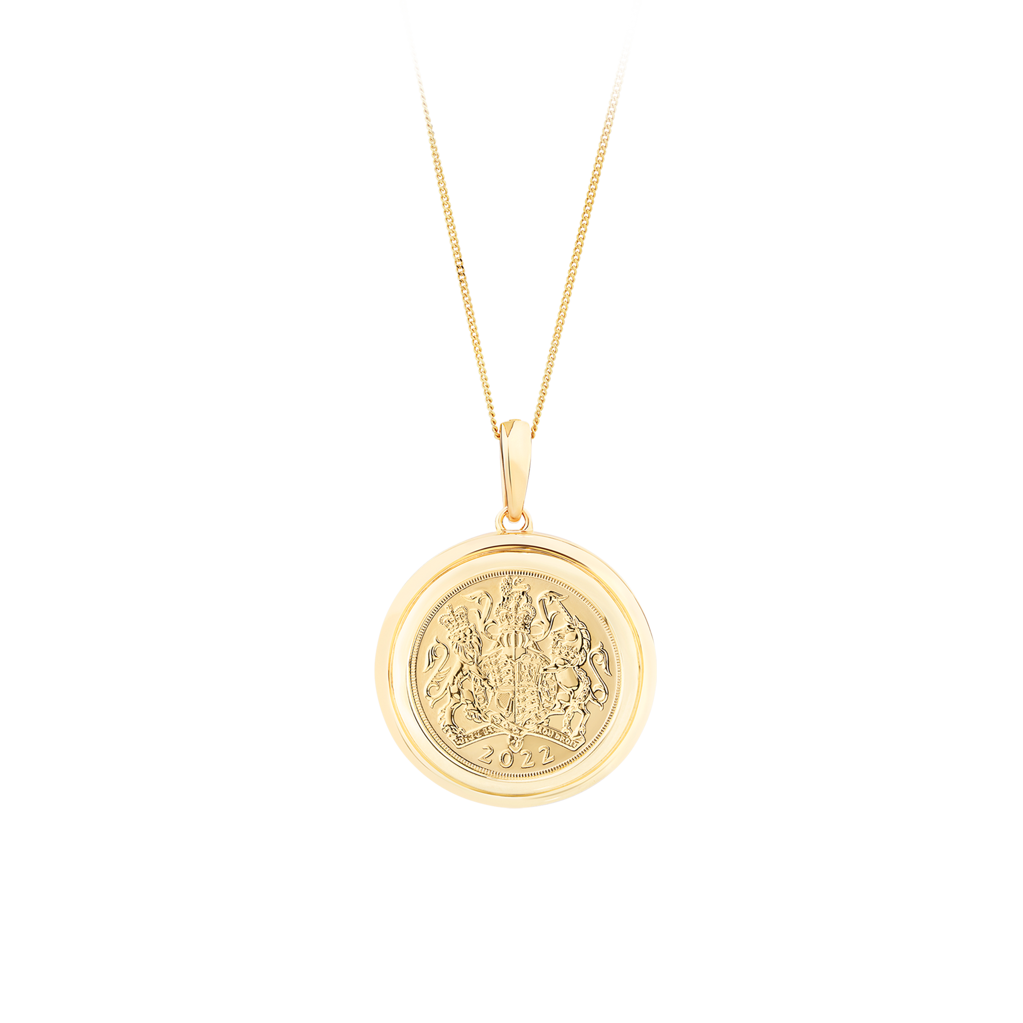 22ct Yellow Gold Full Sovereign Pendant in 9ct Yellow Gold