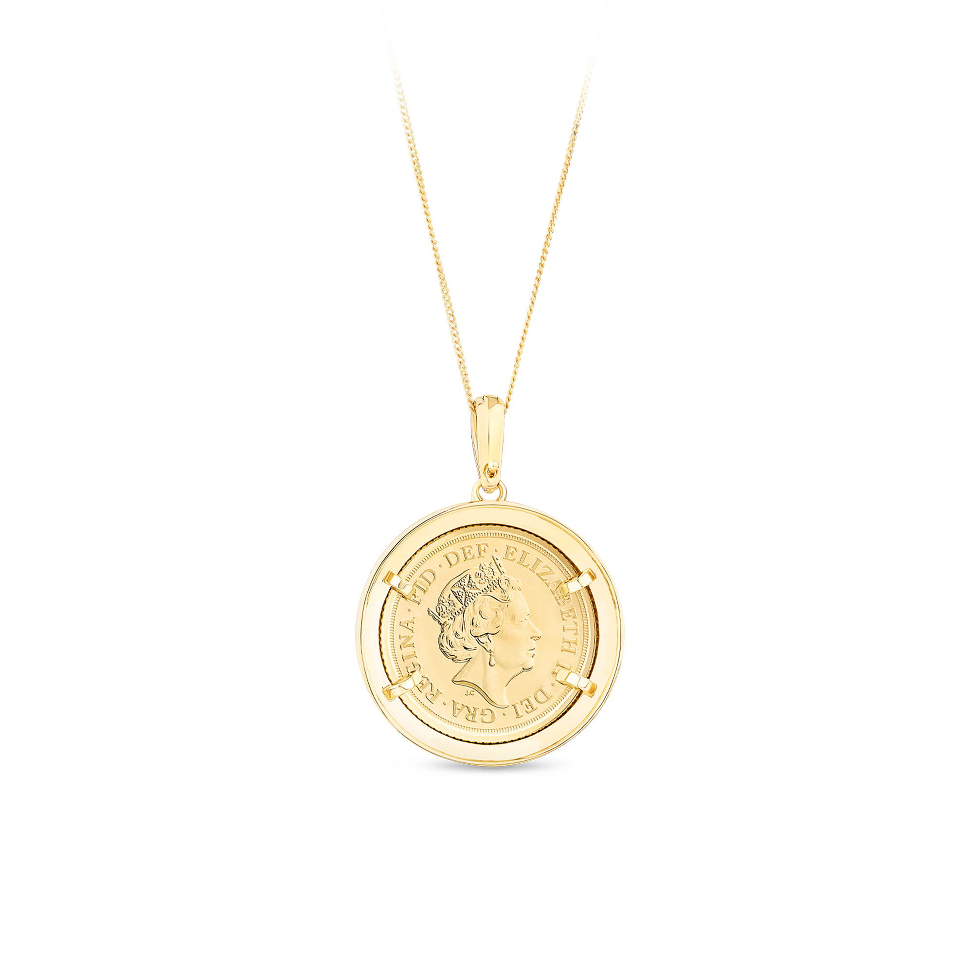 22ct Yellow Gold Full Sovereign Pendant in 9ct Yellow Gold