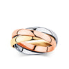 Three Tone Russian Band Ring in 9ct Yellow, White & Rose Gold