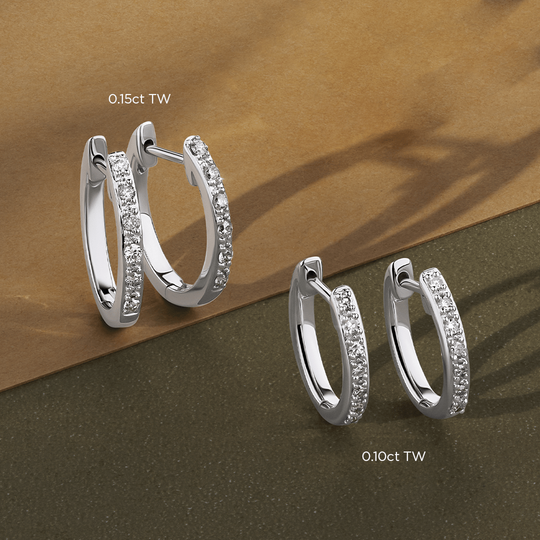 Diamond and Sterling Silver Huggie Earrings