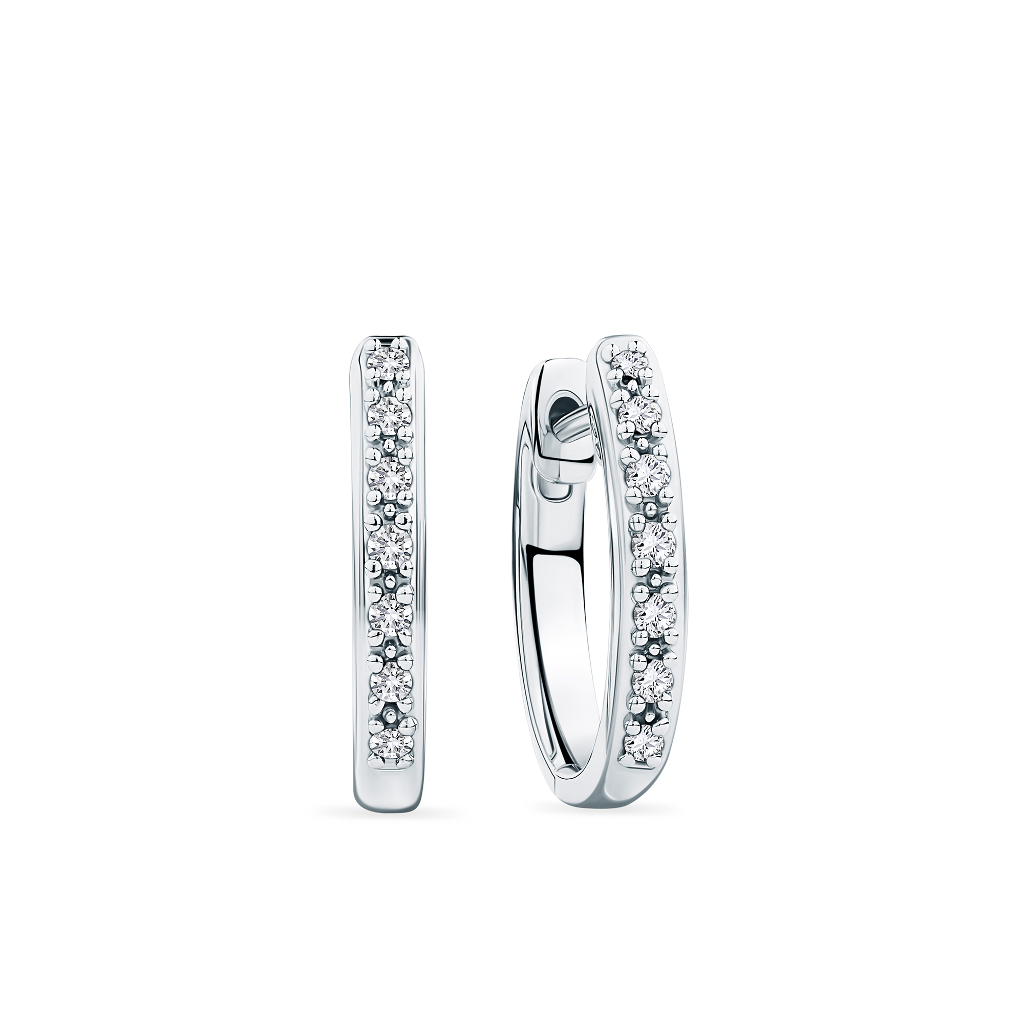 Diamond and Sterling Silver Huggie Earrings