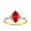 Marquise Created Ruby & Diamond Ring in 9ct Yellow Gold