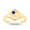 Created Sapphire Signet Ring in 9ct Yellow Gold