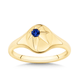 Created Sapphire Signet Ring in 9ct Yellow Gold