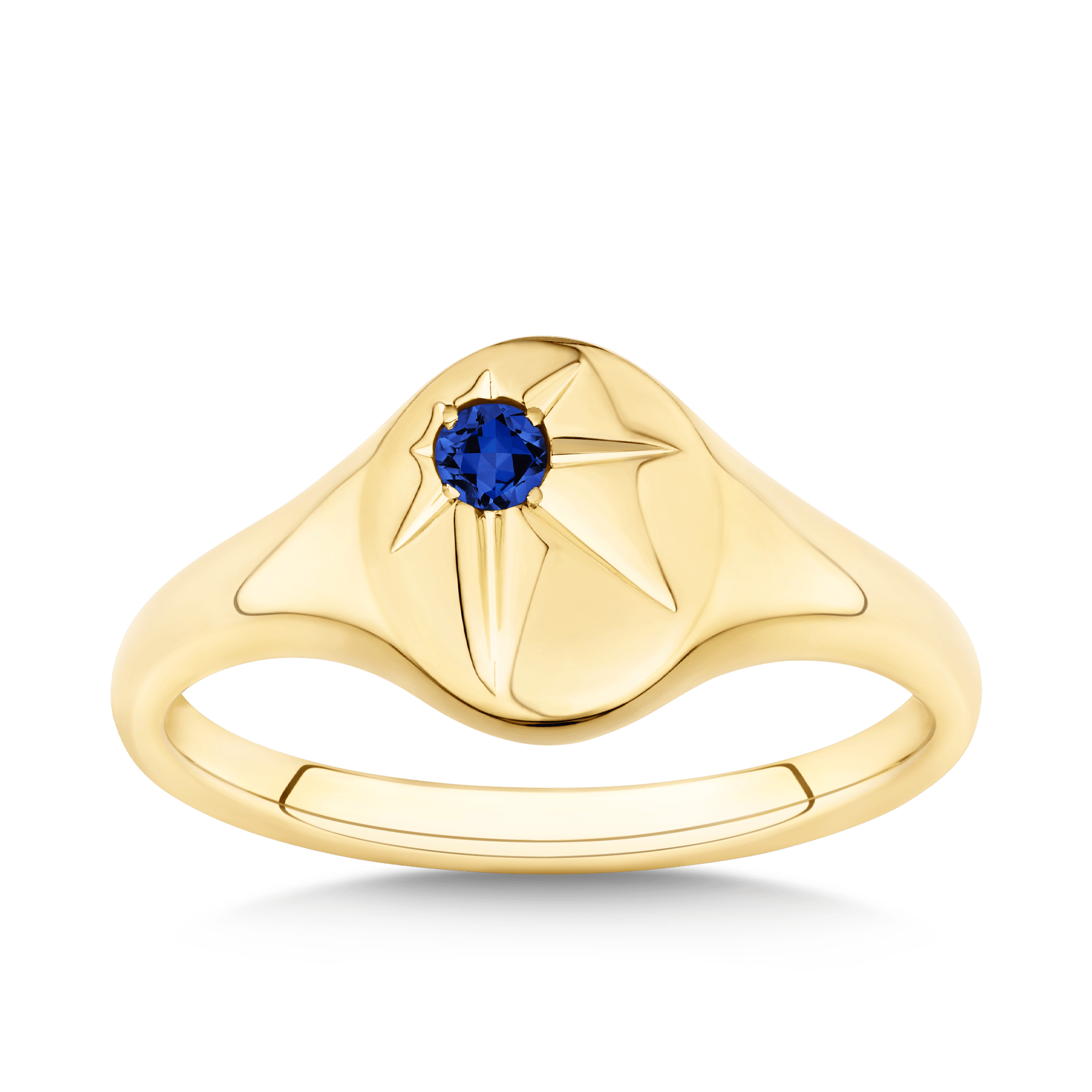 Created Sapphire Signet Ring in 9ct Yellow Gold