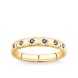 Created Ceylon Sapphire Star Set Band in 9ct Yellow Gold
