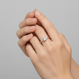 Aquamarine & Diamond Trilogy Ring in 9ct Yellow Gold