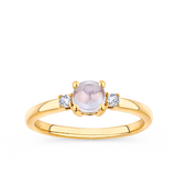 Moonstone and Diamond Trilogy Ring in 9ct Yellow Gold