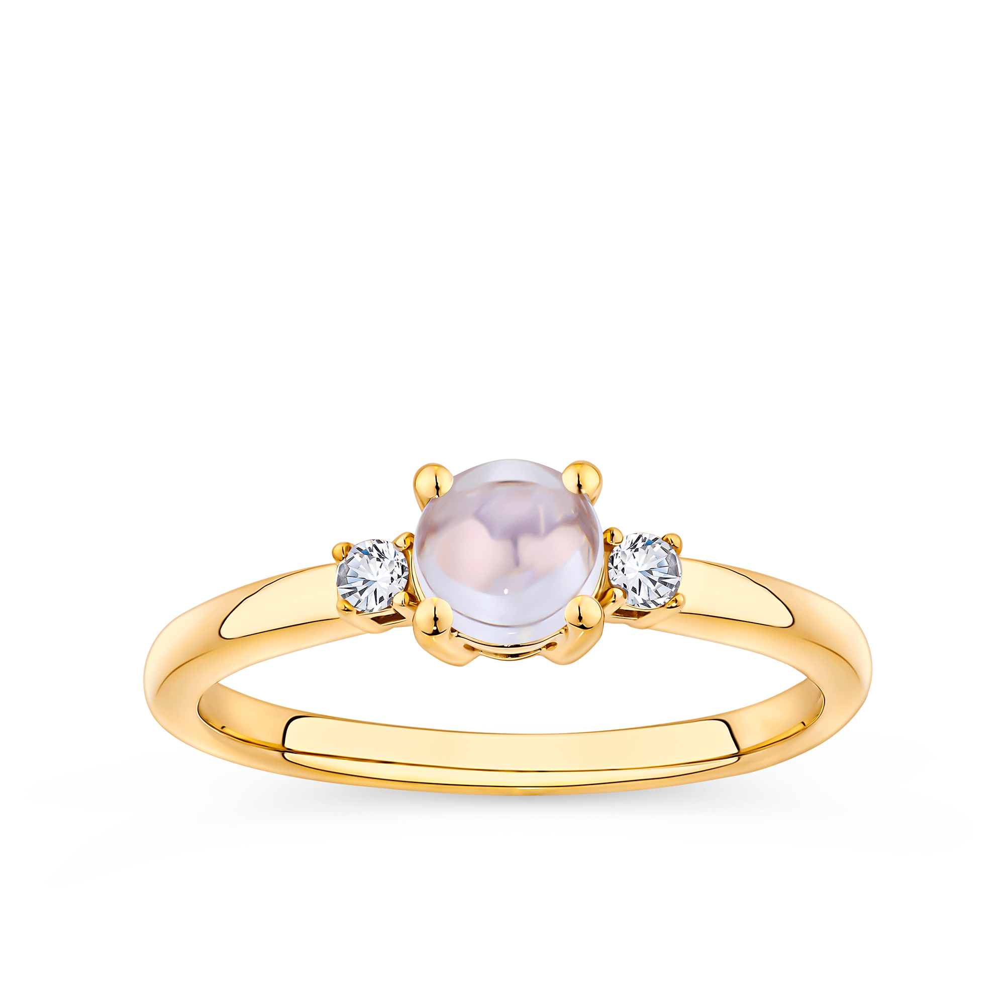 Moonstone and Diamond Trilogy Ring in 9ct Yellow Gold