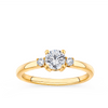 White Topaz and Diamond Trilogy Ring in 9ct Yellow Gold