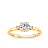 White Topaz and Diamond Trilogy Ring in 9ct Yellow Gold