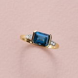 London Blue Topaz Ring in 9ct Yellow Gold