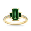 Created Emerald & Diamond Trilogy Ring in 9ct Yellow Gold