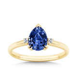 1.48ct TW Created Sapphire & Diamond Pear Ring in 9ct Yellow Gold